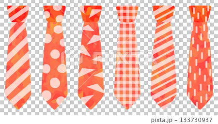 圖案領帶插圖套裝 紅色向量素材 133730937