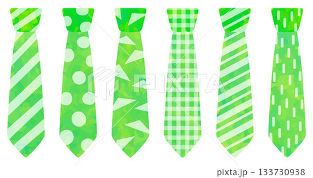 模様の入ったネクタイのイラストセット 緑色 ベクター素材 模様の入ったネクタイのイラストセット 緑色 ベクター素材 133730938