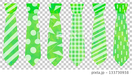 圖案領帶插畫套裝，綠色向量素材 133730938