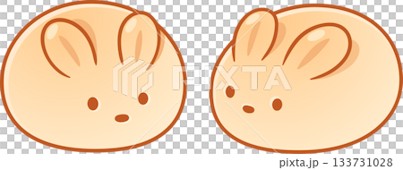 Cute bunny bread buns drawing 133731028