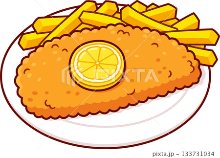 Wiener schnitzel breaded cutlet cartoon drawing Wiener schnitzel breaded cutlet cartoon drawing 133731034