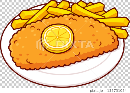 Wiener schnitzel breaded cutlet cartoon drawing 133731034
