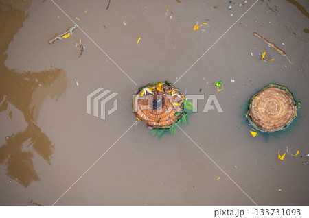 Waste Krathongs floating on sewage water after Loy Krathong festival in Thailand. Krathong is garbage is partially true, as the festival generates significant waste that pollutes waterways. Waste Krathongs floating on sewage water after Loy Krathong festival in Thailand. Krathong is garbage is partially true, as the festival generates significant waste that pollutes waterways. 133731093