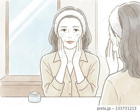 スキンケアをする女性 133731213