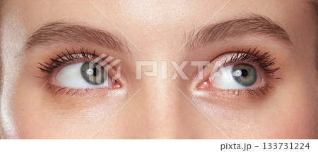 Beautiful female eyes with long eyelashes Beautiful female eyes with long eyelashes 133731224