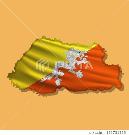Vector flag Bhutan in the form of a map 133731326