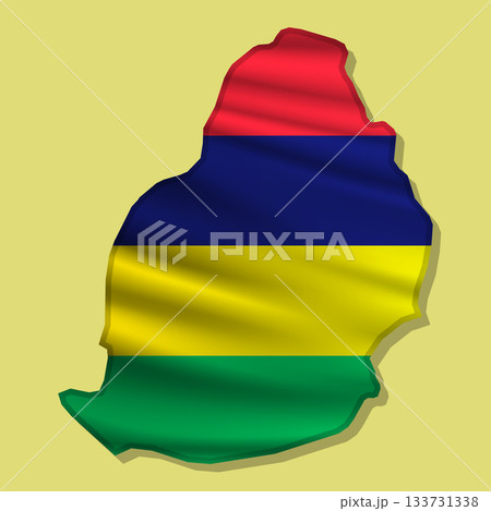 Vector flag Mauritius in the form of a map 133731338