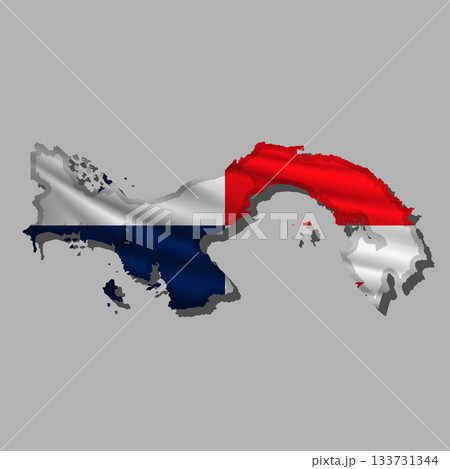 Vector flag Panama in the form of a map 133731344