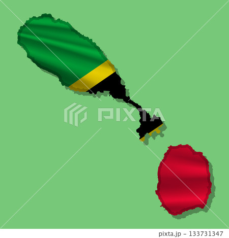 Vector flag Saint Kitts and Nevis in the form of a map 133731347