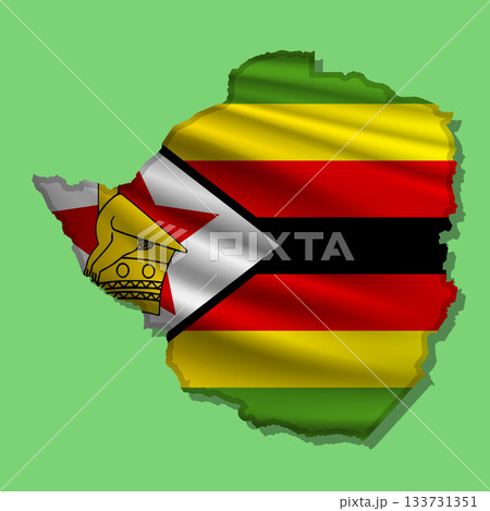 Vector flag Zimbabwe in the form of a map Vector flag Zimbabwe in the form of a map 133731351