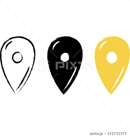 Hand drawn map pins, doodle navigation, sign location. Vector illustration Hand drawn map pins, doodle navigation, sign location. Vector illustration 133731375
