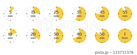 Timer, clock, stopwatch isolated set icons. Countdown timer symbol icon. Vector illustration 133731376