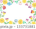水彩で描いた春の花のフレームイラスト 133731881