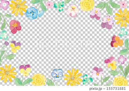 水彩春花邊框插圖 水彩春花邊框插圖 133731881