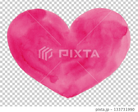 Large watercolor heart illustration in deep pink 133731990