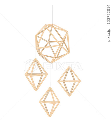 Christmas straw spider decoration element. Ukrainian and Scandinavian himmeli hanging straw holiday decoration. Vector isolated illustration 133732014