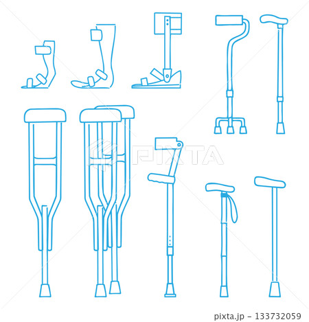 手描き風シンプルな医療補助用具セット 133732059