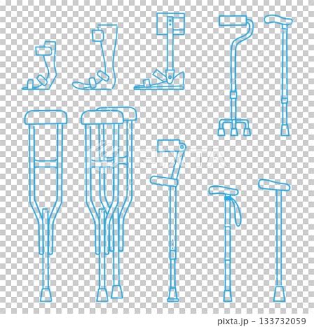 手描き風シンプルな医療補助用具セット 133732059