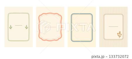 手書き風フレームカードセット、Hand-Drawn Frame Card Set 133732072