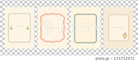 手書き風フレームカードセット、Hand-Drawn Frame Card Set 133732072