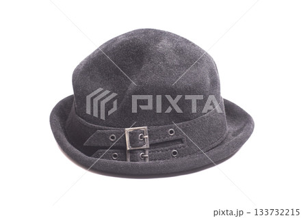 Black rabbit fur hat isolated on white. Black rabbit fur hat isolated on white. 133732215