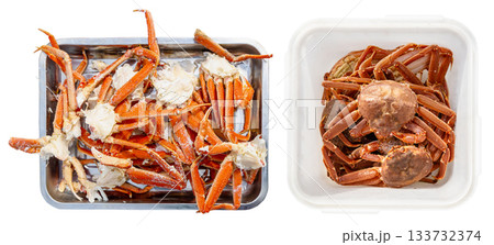 boxes with freshly caught Kamchatka crabs isolated boxes with freshly caught Kamchatka crabs isolated 133732374