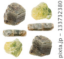 set of sample of green sapphire corundums isolated 133732380