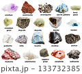 set of samples of rough rocks with names isolated 133732385