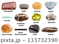 set of sample of tumbled rocks with names isolated 133732390