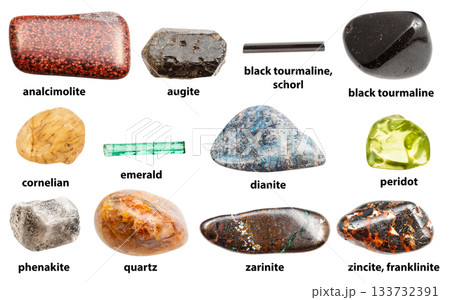 set of sample of polished rocks with name isolated set of sample of polished rocks with name isolated 133732391