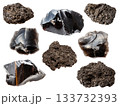 various sample of volcanic natural stones isolated 133732393