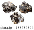 set of samples of wolframite stones isolated 133732394