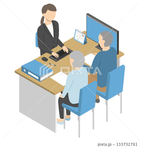 ミーティングする会社員3・アイソメトリック 133732781