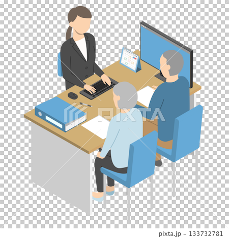 ミーティングする会社員3・アイソメトリック 133732781