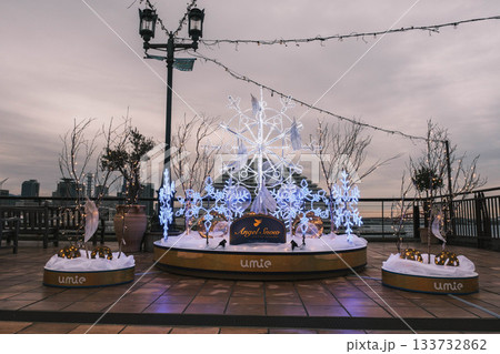 [神戸メリケンパーク]クリスマスのイルミネーションが美しい風景 133732862
