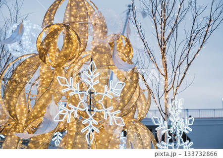 [神戸メリケンパーク]クリスマスのイルミネーションが美しい風景 133732866