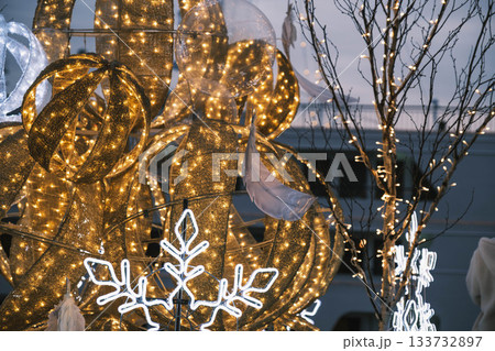 [神戸メリケンパーク]クリスマスのイルミネーションが美しい風景 133732897