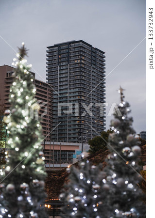 [神戸メリケンパーク]クリスマスのイルミネーションが美しい風景 133732943