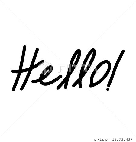 Hello! symbol, greeting Hand drawn scribble script calligraphy brush storke element icon illustration 133733437