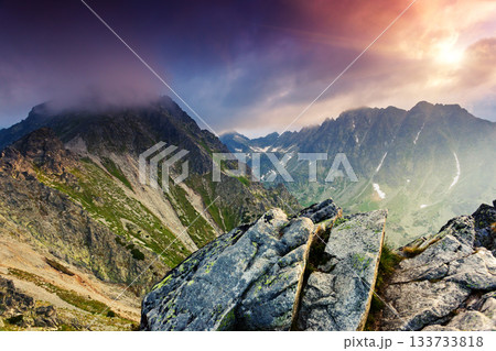 Beautiful view of mountain landscape in National Park High Tatra. Beautiful view of mountain landscape in National Park High Tatra. 133733818