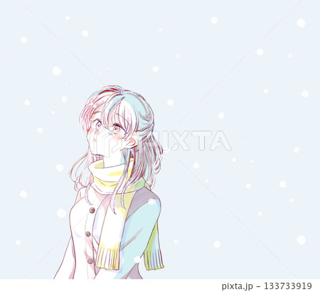 冬の女性　涙　雪 133733919