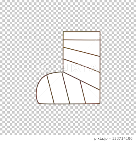 Watercolor illustration of a cast (foot) Watercolor illustration of a cast (foot) 133734196