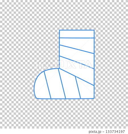 青いモノクロのギプス(足)イラスト 青いモノクロのギプス(足)イラスト 133734197