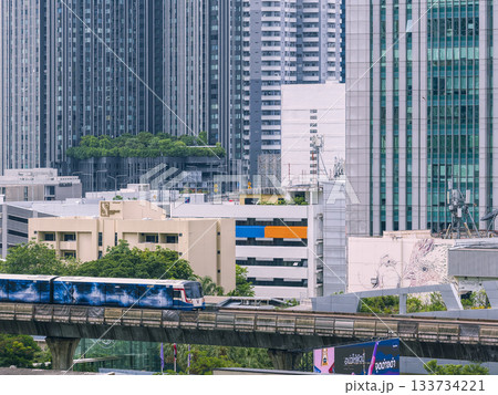 タイ・バンコク中心部のビル群とスカイトレイン / Bangkok, Thailand 133734221