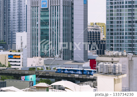 タイ・バンコク中心部のビル群とスカイトレイン / Bangkok, Thailand 133734230