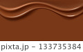 Realistic liquid chocolate background for advertising. Flowing ganache. 133735384