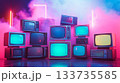 Retro Inspired Colorful Neon Televisions That Showcase Vibrant and EyeCatching Screens Displaying Unique Art 133735585