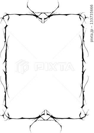 Vintage decorative vector frame in Gothic style - elegant black vector frame on white background, EPS10, north runes frame, middle ages, hallowen 133735666