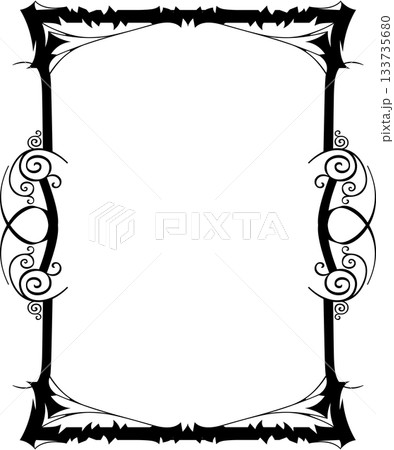 Vintage decorative vector frame in Gothic style - elegant black vector frame on white background, EPS10, north runes frame, middle ages, hallowen 133735680