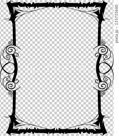 Vintage decorative vector frame in Gothic style - elegant black vector frame on white background, EPS10, north runes frame, middle ages, hallowen 133735680